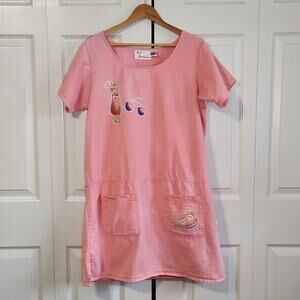 Bali Boutique Women's Pink Dress Size Med Embroidered Beach Knee Length Cotton‎